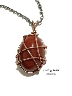 آویز عقیق کارنلین نمونه زیبا و معدنی و پولیش شده A652سنگشو