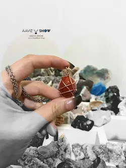 آویز عقیق کارنلین نمونه زیبا و معدنی و پولیش شده A652سنگشو