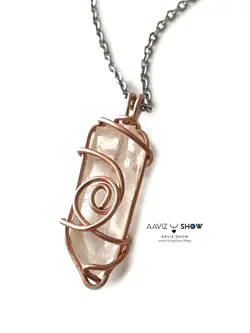 گردنبند کوارتز شفاف زیبا نمونه اصل و معدنی A660 سنگشو