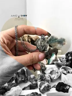 گردنبند سنگ پیریت ویژه نمونه معدنی و اصل A675 راف | سنگشو