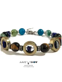 دستبند انرژی درمانی سنگهای اصل و معدنی نمونه استثنایی D063