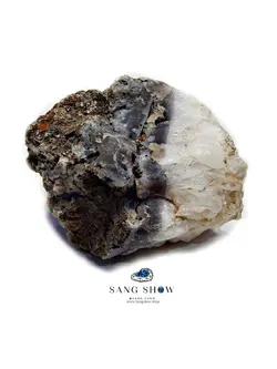 کریستال کوارتز روی بستر عقیق کبود نمونه کلاس جهانی و معدنی S950