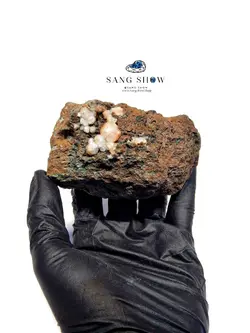 بلور های سنگ آنالسیم زیبا روی بستر سنگ نمونه کلکسیونی و اصل S959