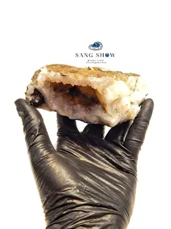 ژئود کریستال کوارتز استثنایی با همرشدی سلنایت S993 راف|سنگشو