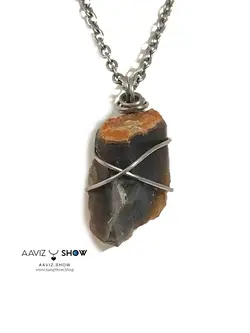 آویز عقیق خرمایی راف و اصل و معدنی A742 راف | سنگشو