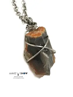 آویز عقیق خرمایی راف و اصل و معدنی A742 راف | سنگشو