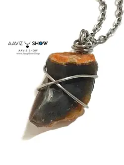 آویز عقیق خرمایی راف و اصل و معدنی A742 راف | سنگشو