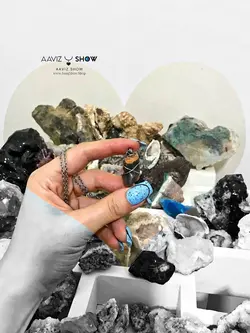 آویز عقیق خرمایی راف و اصل و معدنی A742 راف | سنگشو