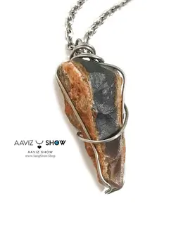 گردنبند عقیق خرمایی استثنایی و اصل و معدنی نمونه ویژه A735
