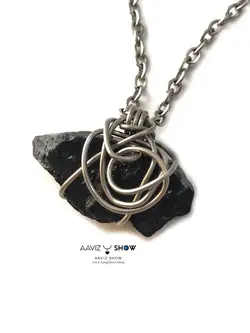 گردنبند سنگ تورمالین راف و معدنی با فرم ویژه A745 راف|سنگشو