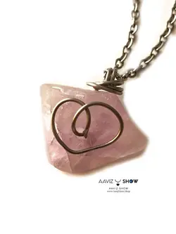 خرید آویز فلوریت با فرم قلب راف و معدنی A755 راف | سنگشو