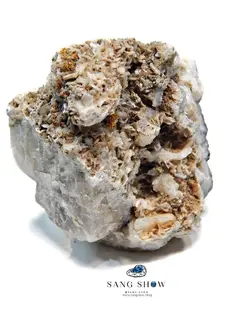 استیلبیت پر بلور و تجمعی نمونه استثنایی و اصل و معدنی با درون رشدی سلنایت S1027