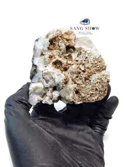 استیلبیت پر بلور و تجمعی نمونه استثنایی و اصل و معدنی با درون رشدی سلنایت S1027