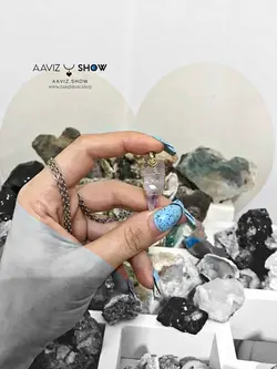 آویز راف آمیتیست در دل کوارتز با بافت مفتولی ویژه A802 سنگشو