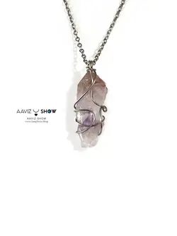 خرید آویز آمیتیست در دل کوارتز راف و استثنایی A804 راف|سنگشو