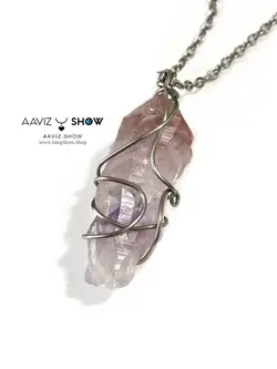 خرید آویز آمیتیست در دل کوارتز راف و استثنایی A804 راف|سنگشو