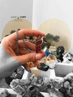 خرید گردنبند سنگ جاسپر سرخ راف و معدنی A826 راف | سنگشو