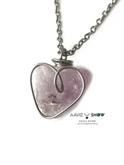آویز فلوریت استثنایی و زیبا بنفش با فرم مفتولی قلب A843راف