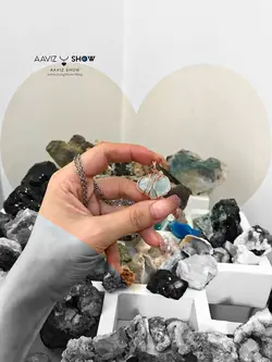 گردنبند آکوامارین برزیل نمونه زیبا و اصل و معدنی A857 سنگشو