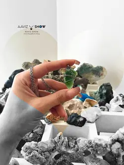 گردنبند سنگی یشم راف و معدنی با بافت مفتولی ویژه A903 سنگشو