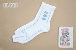 جوراب ساقدار سفید سه گل