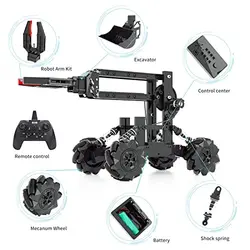 کیت بازوی ربات و بیل مکانیکی کنترل از راه دور VANLINNY، کیت های علمی 3 در 1 با ماشین رباتیک 4-DOF، اسباب بازی برنامه نویسی الکترونیکی برای کودکان بالای 8 سال، علاقه STEM را به علم ترویج می کند، هدایای تولد برای پسر/دختر
