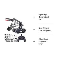 کیت های ربات VANLINNY، بیل مکانیکی کنترل از راه دور و بازوی RC، کیت های علمی مسیر 2 در 1، اسباب بازی DIY برنامه نویسی الکترونیکی برای کودکان 8 تا 12 ساله، علاقه کودکان را به STEM، برای پسران/دخترها