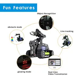 کیت مدل ربات هوشمند WiFi WiFi Gewbot برای Raspberry Pi 4/3 B+/B با بازوی رباتیک 4-DOF OpenCV Target Video Rasptank با PDF