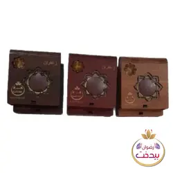 زعفران سرگل ممتاز 3 گرم با جعبه mdf و ظرف خاتم و هاون