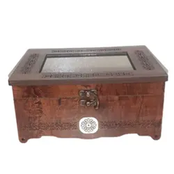 جعبه چوبی دمنوش و تیبک و خشکبار درب شیشه ایی مدل D37