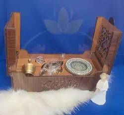 جعبه زعفران چوبی دو درب مدل صدف