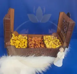 جعبه زعفران چوبی دو درب مدل صدف