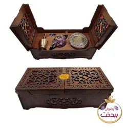 جعبه زعفران چوبی دو درب مدل صدف