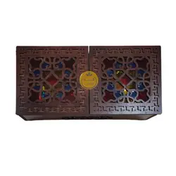 جعبه زعفران چوبی دو درب مدل صدف