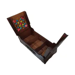 جعبه زعفران چوبی دو درب مدل صدف