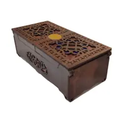 جعبه زعفران چوبی دو درب مدل صدف