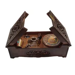 جعبه زعفران چوبی دو درب مدل صدف