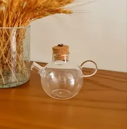 قوری زعفران پیرکس با درب چوب پنبه 