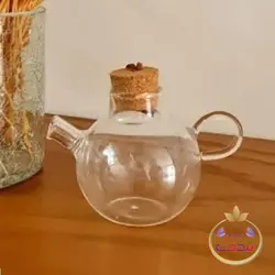 قوری زعفران پیرکس با درب چوب پنبه 