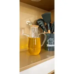 روغن ریز یا آبلیمو خوری پیرکس  با درب بامبو حجم 1000 سی سی