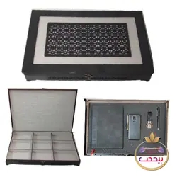 پک هدیه جعبه چوبی ست مدیریتی و پذیرایی سایز 4 رنگ مشکی