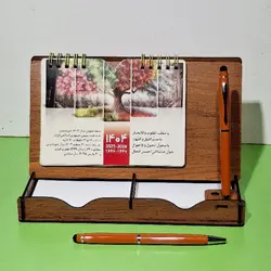 تقویم چوبی رومیزی مدل جای یاداشت جعبه ای کد 4