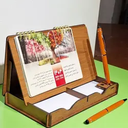 تقویم چوبی رومیزی مدل جای یاداشت جعبه ای کد 4