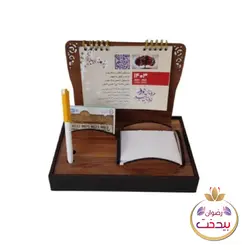 تقویم رومیزی اداری چوبی جا کارتی و جای یاداشت و جای خودکار  کد 8