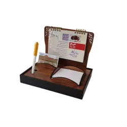 تقویم رومیزی اداری چوبی جا کارتی و جای یاداشت و جای خودکار  کد 8
