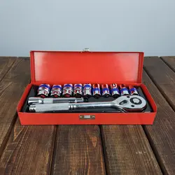 جعبه آچار بکس 12 عددی صنعتی جعبه فلزی برند JNTRD مدل 12p