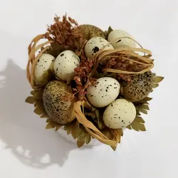 گلدان به همراه گل مصنوعی مدل تخم بلدرچین کد 2134