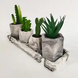 مشخصات، قیمت و خرید گلدان به همراه کاکتوس مصنوعی کد 21165 مجموعه 4 عددی به همراه استند | دارلین