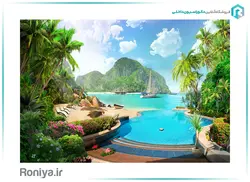 پوستر دیواری سه بعدی استخر لاکچری کد NT-119 - رونیا