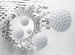 پوستر دیواری سه بعدی توپ های سفید کد 3D-098 - رونیا